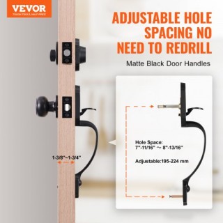 Σετ Χειρολαβής & Κλειδαριάς VEVOR, Μαύρο Ματ, Ρυθμιζόμενο, για Είσο...