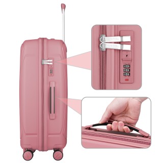 PROVITERA Σετ 3 Ροζ Σκληρές Βαλίτσες ABS 90-59-38L με Ρόδες Easy Ro...