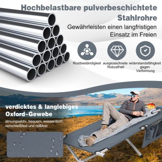 Costway  Πτυσσόμενο κρεβάτι κάμπινγκ με πλαϊνή τσέπη 190 x 73 x 42c...