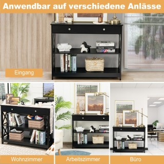 Costway Μαύρο Ξύλινο Κονσόλα Τραπέζι με Συρτάρι για Χωλ 100 x 30 x ...