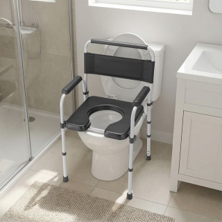 BAKAJI Καρέκλα Τουαλέτας από Μέταλλο και Οικολογικό Δέρμα με Κάδο κ...