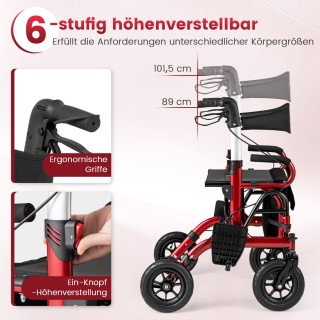 Costway Πτυσσόμενος Ελαφρύς Rollator με Φουσκωτούς Τροχούς και Κάθι... Costway Πτυσσόμενος Ελαφρύς Rollator με Φουσκωτούς Τροχούς και Κάθι...