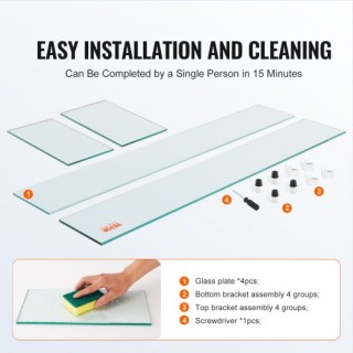 VEVOR Γυάλινο Προστατευτικό Ανέμου για Ορθογώνιο Τραπέζι Φωτιάς  HK...