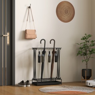 HOMCOM  Ομπρελοθήκη με Δοχείο Νερού, 21 Θέσεις και 24 Γάντζοι για Ο...