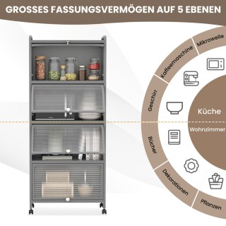Costway Ψηλό ντουλάπι κουζίνας με ρόδες, αναδιπλούμενες πόρτες, ρά... Costway Ψηλό ντουλάπι κουζίνας με ρόδες, αναδιπλούμενες πόρτες, ρά...