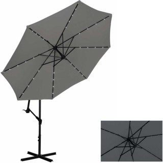 BAKAJI  Ομπρέλα Κήπου 3μ με Ηλιακό LED Φως Αποκεντρωμένος Πάσσαλος ...