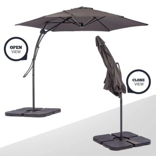 BAKAJI  Κεντρική Ομπρέλα Κήπου Ανθρακί 3x3 μ. Βάση σε Σχήμα Σταυρού...