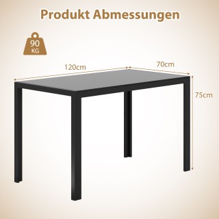 Costway  Τραπέζι Κουζίνας από Γυαλί για 4 Άτομα με Μεταλλικό Σκελετ...