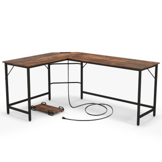 Γραφείο Υπολογιστή σε Σχήμα L με Ενσωματωμένες Πρίζες και USB Θύρες... Γραφείο Υπολογιστή σε Σχήμα L με Ενσωματωμένες Πρίζες και USB Θύρες...