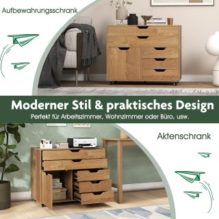 Costway Κινητό Γραφείο με 5 Συρτάρια & Ντουλάπι - Φυσικό Χρώμα 64 x... Costway Κινητό Γραφείο με 5 Συρτάρια & Ντουλάπι - Φυσικό Χρώμα 64 x...