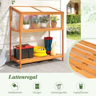 Costway Ξύλινο Υπερυψωμένο Κήπος με Διαφανές & Ανοιγόμενο Σκεπαστό ...