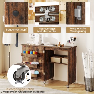 Costway  Πτυσσόμενο Τραπέζι Ραπτικής & Κινητός Σταθμός Χειροτεχνίας...