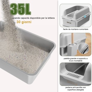 BAKAJI Ατσάλινη Λεκάνη Γάτας με Αντιολισθητικό Χαλάκι και Πλατφόρμα...