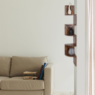 BAKAJI  Βιβλιοθήκη Ράφια Τοίχου Γωνιακή Μοντέρνα 5 Ράφια Βιομηχανικ...