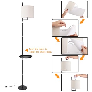 BAKAJI Μοντέρνα Επιδαπέδια Λάμπα με Παραβάν Υφάσματος E27 και Ενσωμ...