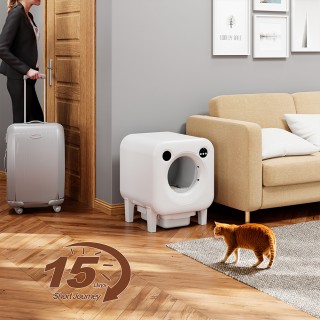 BAKAJI Μεγάλη Έξυπνη Αυτοκαθαριζόμενη Λεκάνη Γάτας με WiFi και Εφαρ...