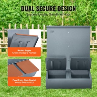 VEVOR  Μεταλλική Ταΐστρα Χοίρων 3.7 Μπούσελ Διπλής Πόρτας για 8 Χοί...