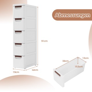 Costway Λευκός Ρακογεωσκώλης 20cm με 5 Συρτάρια για Μπάνιο JV11495WH Costway Λευκός Ρακογεωσκώλης 20cm με 5 Συρτάρια για Μπάνιο JV11495WH