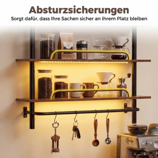 Costway Τριώροφο επιτοίχιο ράφι με φωτισμό RGB LED, 80,5 x 24 x 97 ...