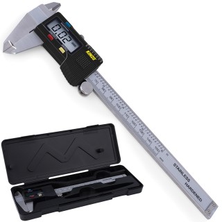 KINZO Ψηφιακό Παχύμετρο με Οθόνη LCD και Θήκη, 15 cm, Ανοξείδωτο Ατ...
