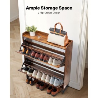 VEVOR Ντουλάπι Παπουτσιών με 2 Συρταρωτά Διαμερίσματα, Καφέ BCGBMJQ...