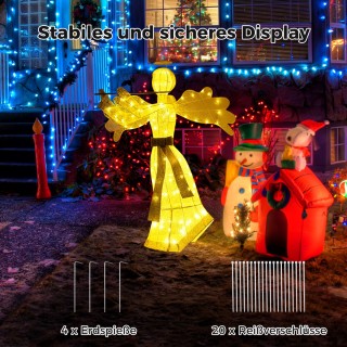 Costway Φωτιζόμενος Χριστουγεννιάτικος Άγγελος με 100 LED Φώτα 3D Δ...