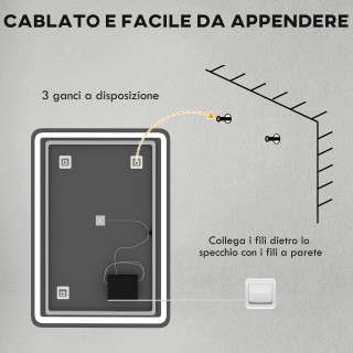 HOMCOM Καθρέφτης Μπάνιου LED 70x100cm με Touch και Αντιθαμβωτική Λε... HOMCOM Καθρέφτης Μπάνιου LED 70x100cm με Touch και Αντιθαμβωτική Λε...