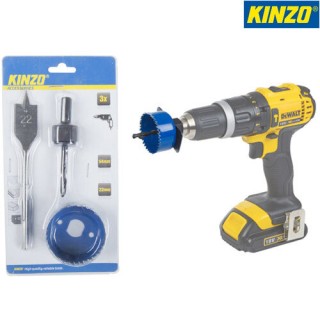 KINZO Σετ 3 x Δίσκοι Ποτηροπρίονα 22 και 54 mm για Ξύλο και Γυψοσαν...