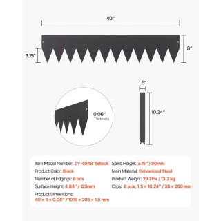 VEVOR Ανθεκτικό Ατσάλινο Περίγραμμα Τοπίου 6 Τεμαχίων για Κήπο Μαύρ... VEVOR Ανθεκτικό Ατσάλινο Περίγραμμα Τοπίου 6 Τεμαχίων για Κήπο Μαύρ...