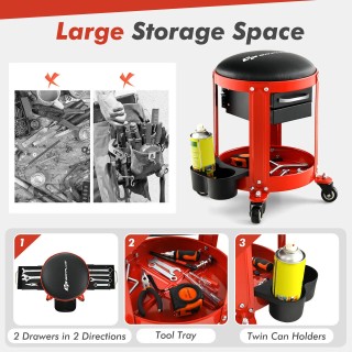 Τροχήλατο Σκαμπό Εργασίας - Συνεργείου με Μαξιλαράκι & Συρτάρια 41 ...