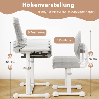 Costway Ρυθμιζόμενο Παιδικό Γραφείο με Καρέκλα και Κεκλιμένη Επιφάν...