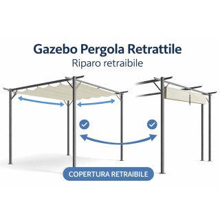 BAKAJI Πέργκολα Κιόσκι Κήπου 3x3 Μέτρα Μπεζ, Αντιηλιακή και Αδιάβρο...