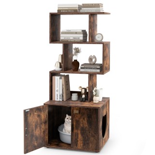 Costway Ντουλάπα Γάτας με Ράφι Βιβλίων και Χώρο για Λεκάνη, 60 x 45...