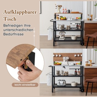 Costway Κινητό Τραπέζι Εξωτερικού Χώρου με Πτυσσόμενη Επιφάνεια και...