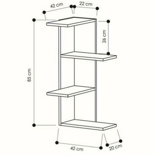 BAKAJI Μοντέρνα γωνιακή βιβλιοθήκη τοίχου με 4 ράφια λευκό ξύλο 028...