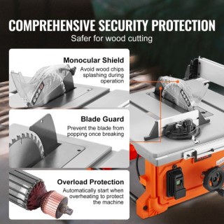 VEVOR 10 Επιτραπέζιο Πριόνι Ξυλουργικής 4400RPM 25 Rip Capacity  ZL...