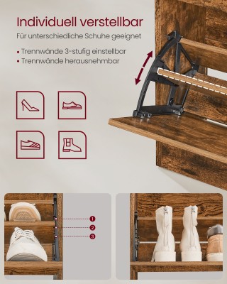 Ντουλάπι Παπουτσιών με 2 Πόρτες, 3 Ράφια, Ρουστίκ Καφέ 24 x 80 x 10... Ντουλάπι Παπουτσιών με 2 Πόρτες, 3 Ράφια, Ρουστίκ Καφέ 24 x 80 x 10...