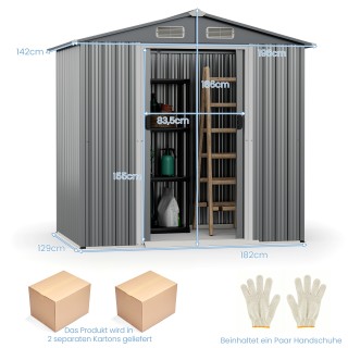 Costway Αποθήκη Κήπου 196 x 142 cm από Ανθεκτικό Γαλβανισμένο Μέταλ...