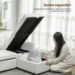 HOMCOM Γωνιακός Καναπές-Κρεβάτι Λινής Όψης με Κρυφό Αποθηκευτικό Χώ...