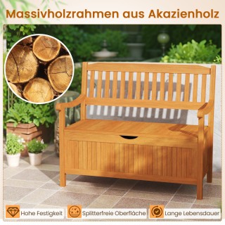 Costway Ξύλινος Πάγκος Κήπου με Αποθηκευτικό Χώρο και Άνετη Πλάτη γ...