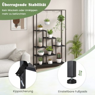 Costway Μαύρη Βάση Φυτών 6 Επιπέδων 180 εκ. Ράφι Φυτών Μεταλλικό με...