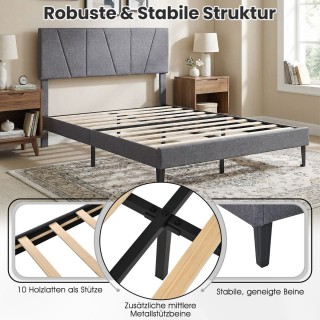 Costway Σκελετός Διπλού Κρεβατιού 140 x 200 cm με Ρυθμιζόμενο Γεωμε... Costway Σκελετός Διπλού Κρεβατιού 140 x 200 cm με Ρυθμιζόμενο Γεωμε...