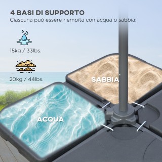 Outsunny Αποκεντρωμένη Ομπρέλα με 6 Ακτίνες, Μανιβέλα και Σταυρωτή ...