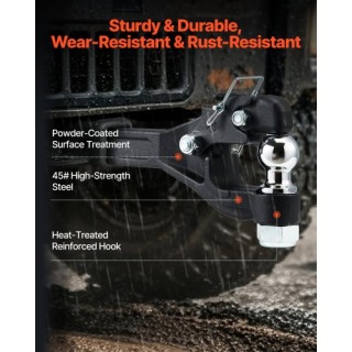 VEVOR Πείρος Ρυμούλκησης 2 ιντσών Υποδοχή Γάντζου 2.5-3 ιντσών Δακτ...