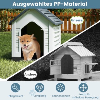 Costway Πλαστικό Σπιτάκι Σκύλου με Κλειδωτή Μεταλλική Πόρτα και Αερ...