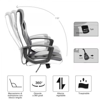 BAKAJI  Καρέκλα Πολυθρόνα Gaming Γραφείου Ρυθμιζόμενη Περιστρεφόμεν...