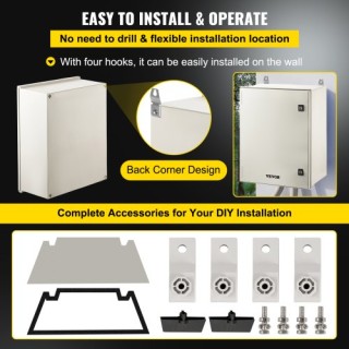 VEVOR NEMA Χαλύβδινο Κουτί 24x20x9 NEMA 4X Fiberglass, IP66 Αδιάβρο...