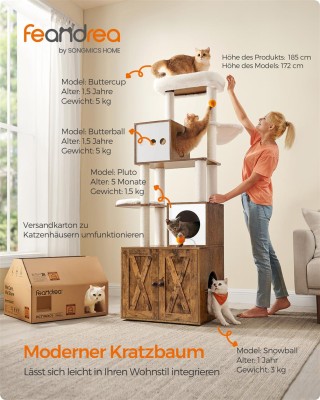 Ονυχοδρόμιο με Κρυφή Τουαλέτα 185 εκ. Vintage Καφέ PCT116X01 Feandrea