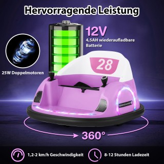 Costway  Ροζ Ηλεκτρικό Παιχνιδοαυτοκίνητο 12V για Μικρά Παιδιά με 3...