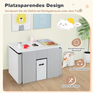 Costway Σετ 3 τεμαχίων με τραπέζι & καρέκλες για παιδιά 4-σε-1,Γκρ... Costway Σετ 3 τεμαχίων με τραπέζι & καρέκλες για παιδιά 4-σε-1,Γκρ...